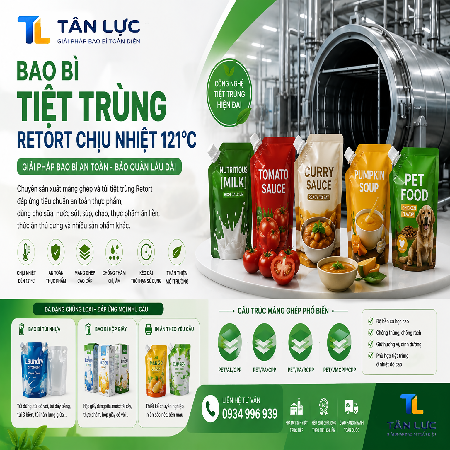 Bao Bì TIỆT TRÙNG RETORT cho Thực Phẩm